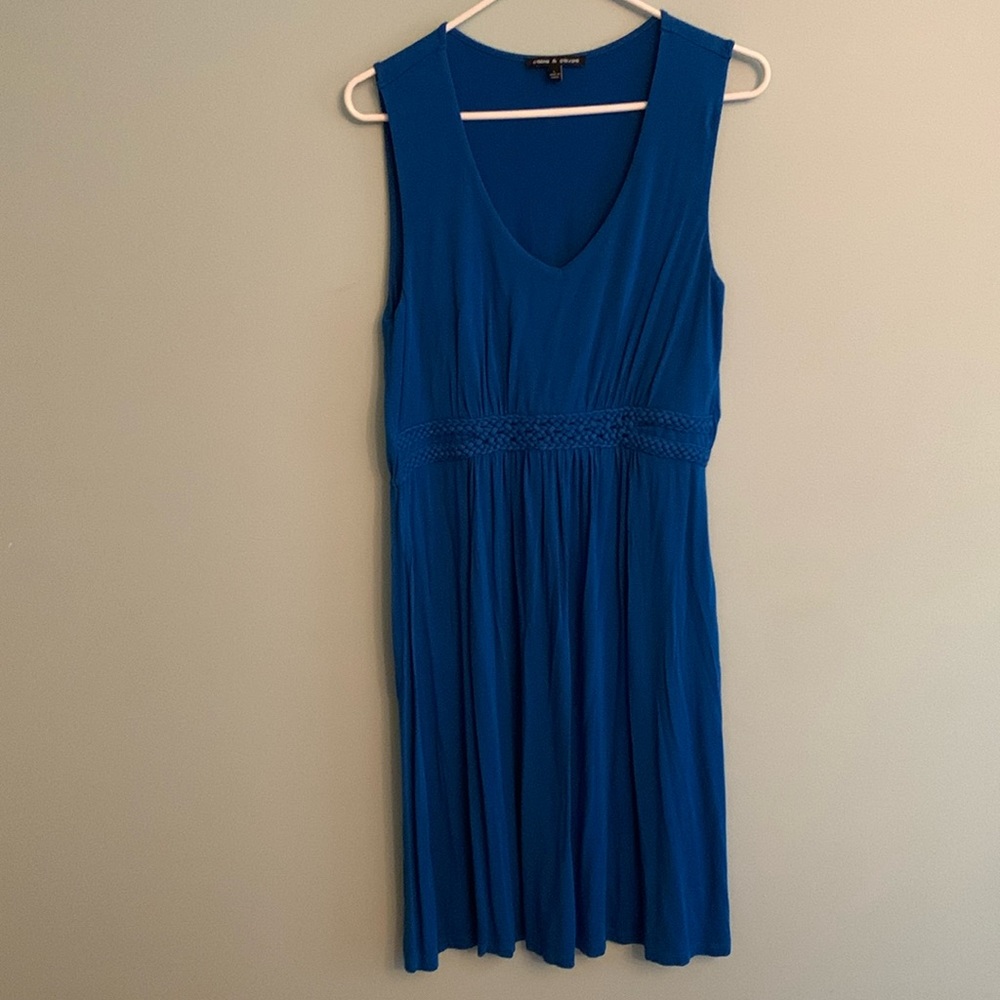 Womens, blue, sleeveless, cable & gauge dress size large
